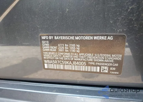 2019 BMW 330I xDrive z USA, uszkodzony, nr VIN WBA5R7C59KAJ84005